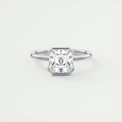 2 CT Asscher Half Bezel CVD F/VS1 Diamond Engagement Ring