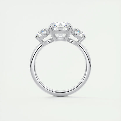 2 CT Round Three Stone CVD F/VS1 Diamond Engagement Ring