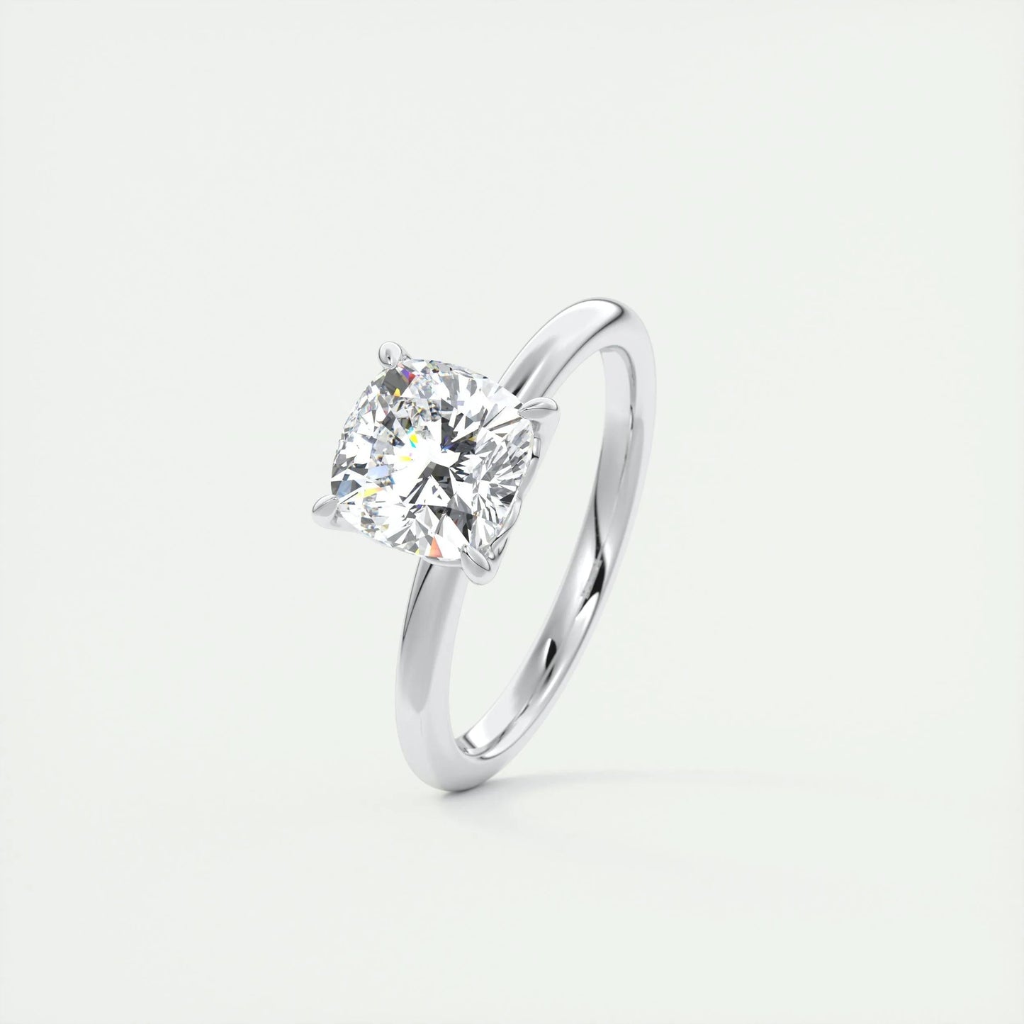 2 CT Cushion Solitaire CVD F/VS1 Diamond Engagement Ring