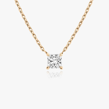 0.25 CT-1.0 CT Princess Solitaire CVD F/VS Diamond Necklace