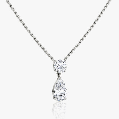 1.50 TCW Pear & Round CVD F/VS Diamond Necklace