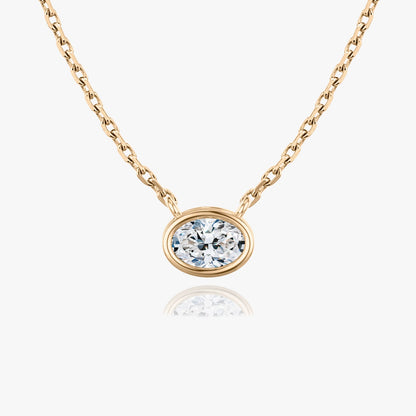 0.25 CT-1.0 CT Oval Bezel Solitaire CVD F/VS Diamond Necklace