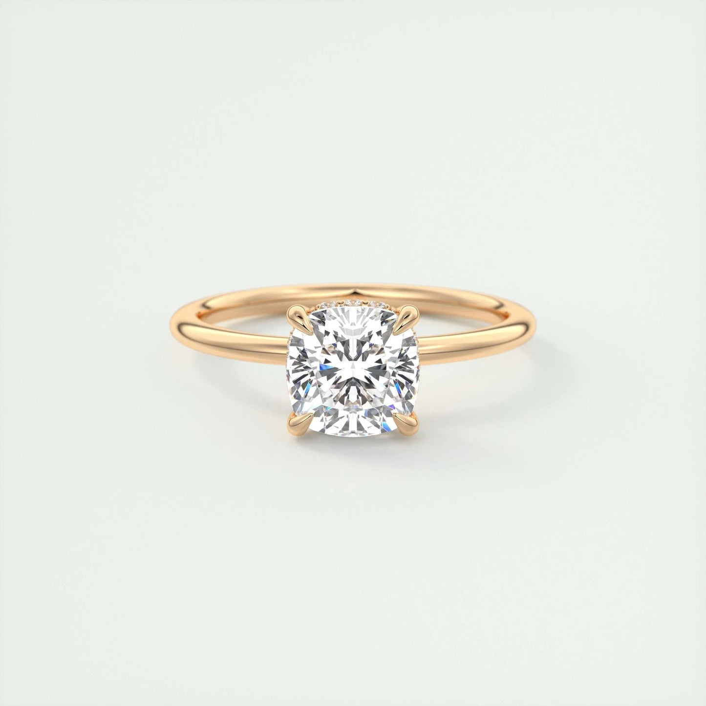 2 CT Cushion Hidden Halo CVD F/VS1 Diamond Engagement Ring