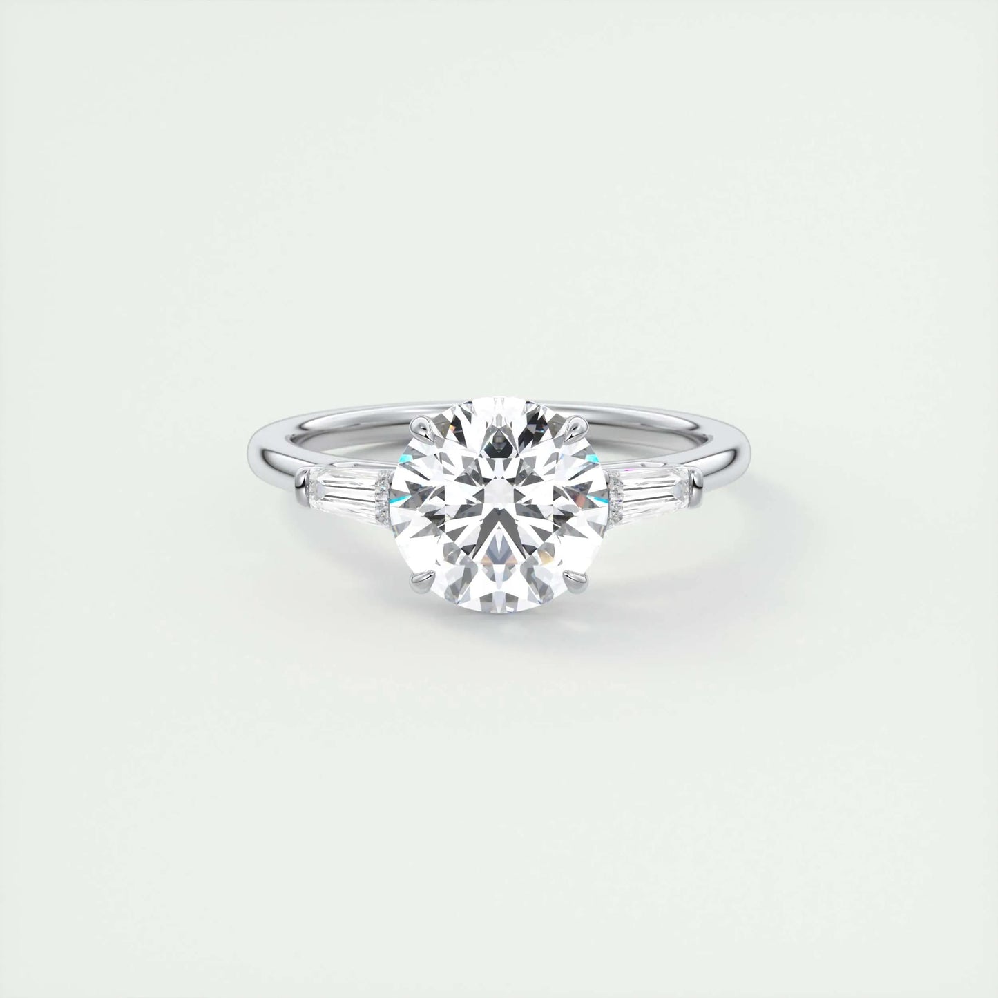 2 CT Round Three Stone CVD F/VS1 Diamond Engagement Ring