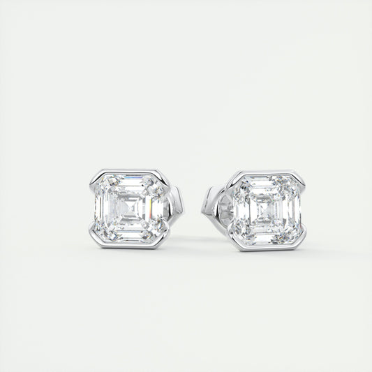 1.0 CT Asscher Solitaire CVD G/VS Diamond Earrings