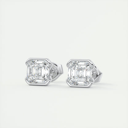 1.0 CT Asscher Solitaire CVD G/VS Diamond Earrings