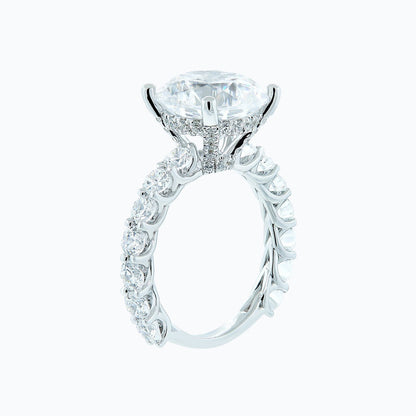 1.0 - 5.0 CT Round Hidden Halo CVD F/VS2 Diamond Engagement Ring