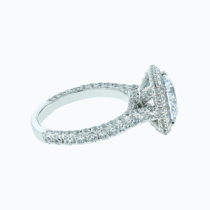 2.0 CT Round Halo CVD F/VS2 Diamond Engagement Ring