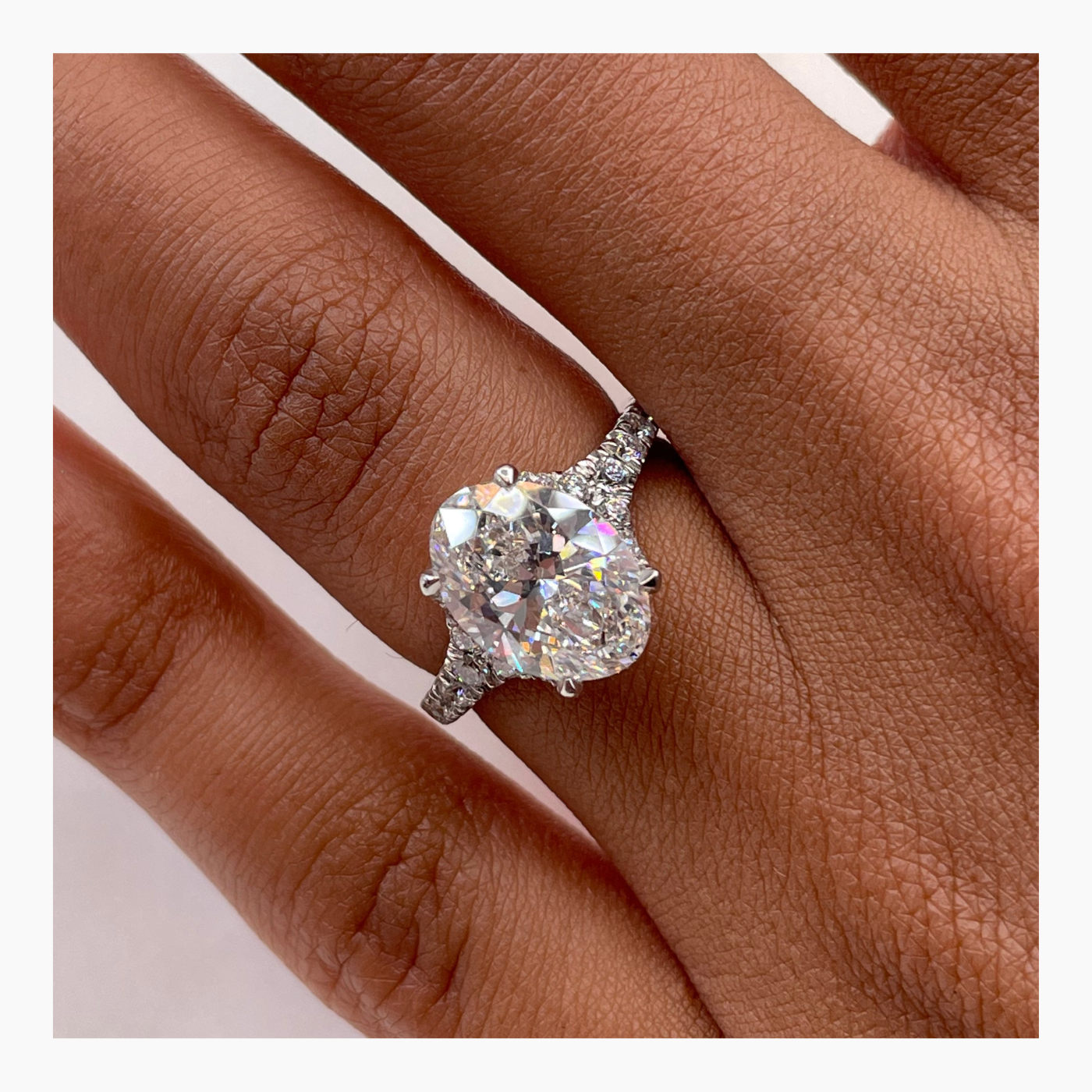 2.63ct Oval F- VS Pave Diamond Engagement Ring