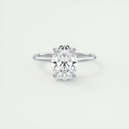 2 CT Oval Hidden Halo CVD F/VS1 Diamond Engagement Ring