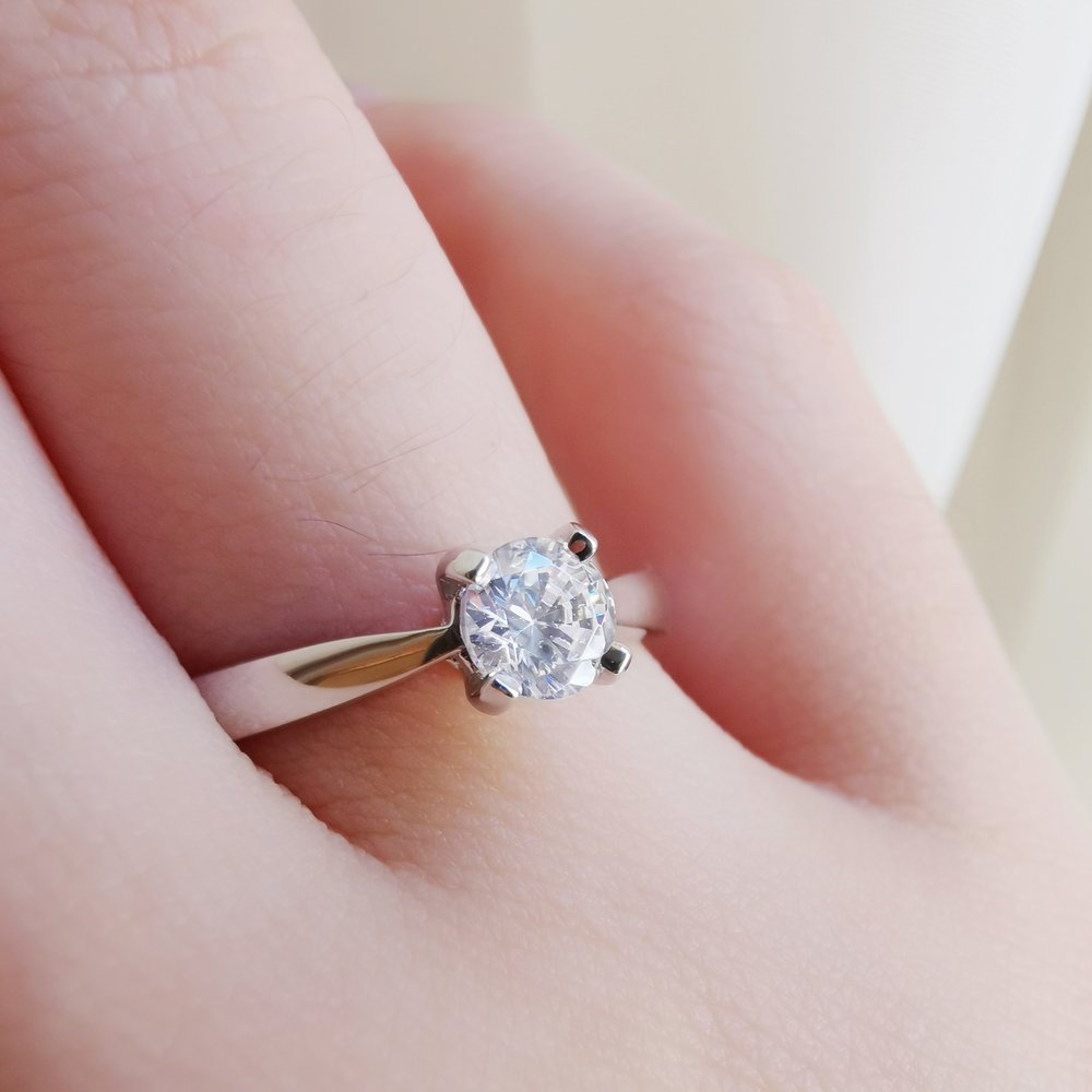 0.27 CT Round Solitaire CVD G/VS2 Diamond Engagement Ring