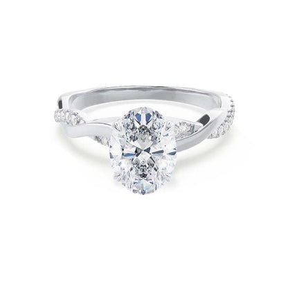 1.50 CT Oval Solitaire Twisted CVD F/VS2 Diamond Engagement Ring