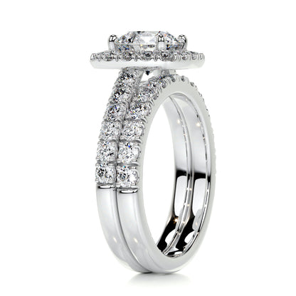 1.50 CT Round Halo CVD F/VS Diamond Bridal Ring Set