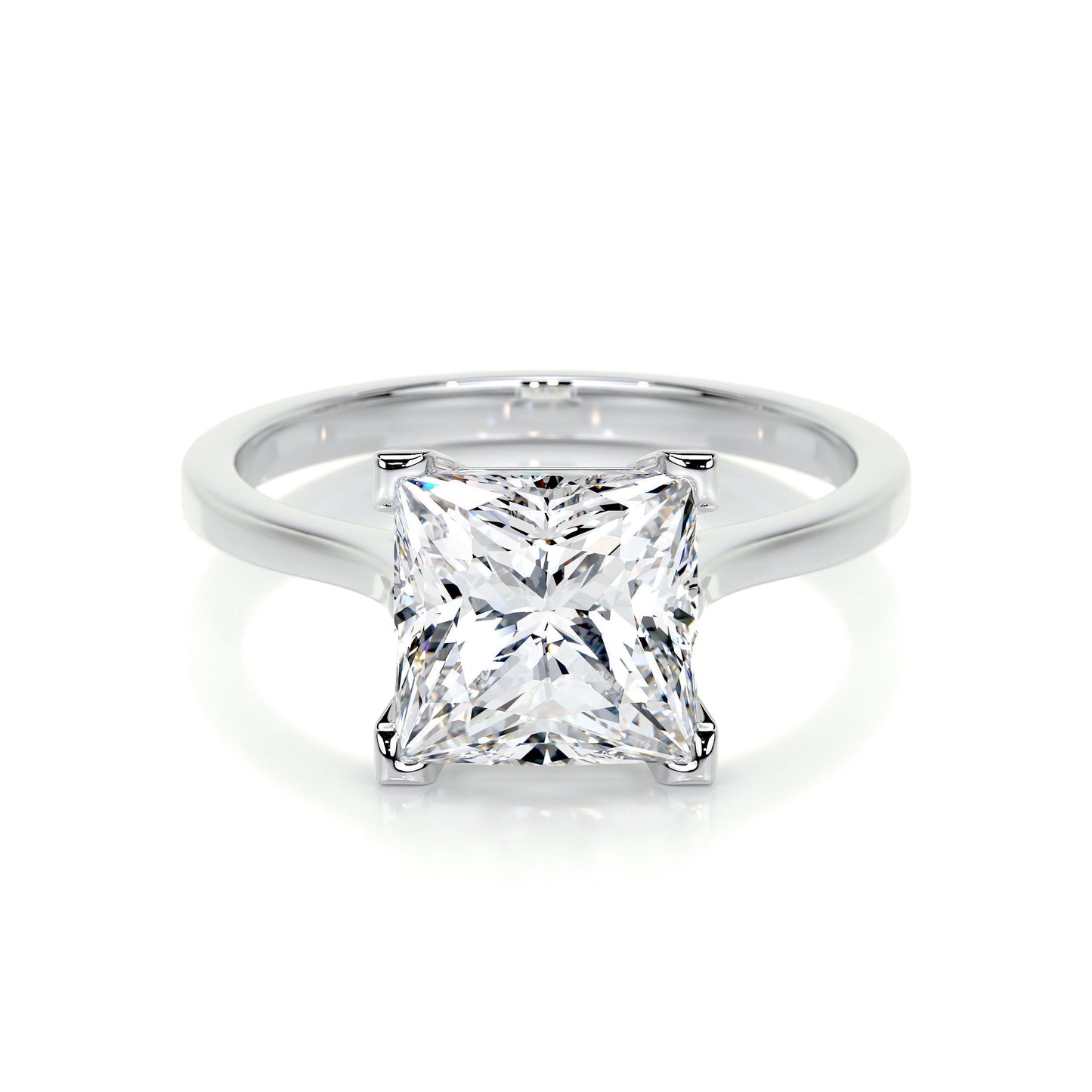 3.0 CT Princess Solitaire CVD F/VS2 Diamond Engagement Ring