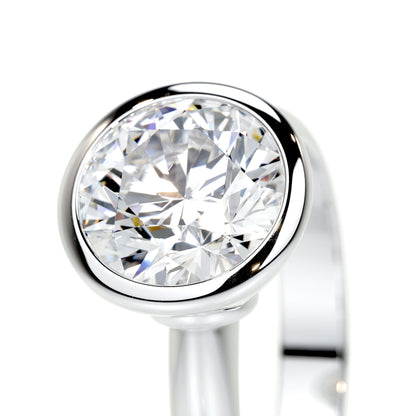 3.0 CT Round Bezel CVD F/SI1 Diamond Engagement Ring