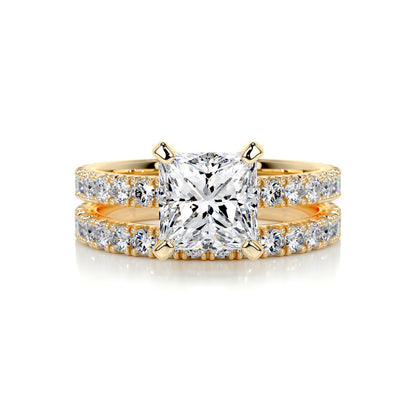 1.50 CT Princess Solitaire CVD F/VS Diamond Bridal Ring Set