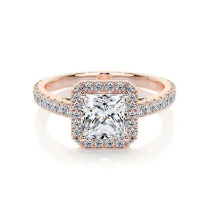 1.20 CT Princess Halo CVD E/VS2 Diamond Engagement Ring