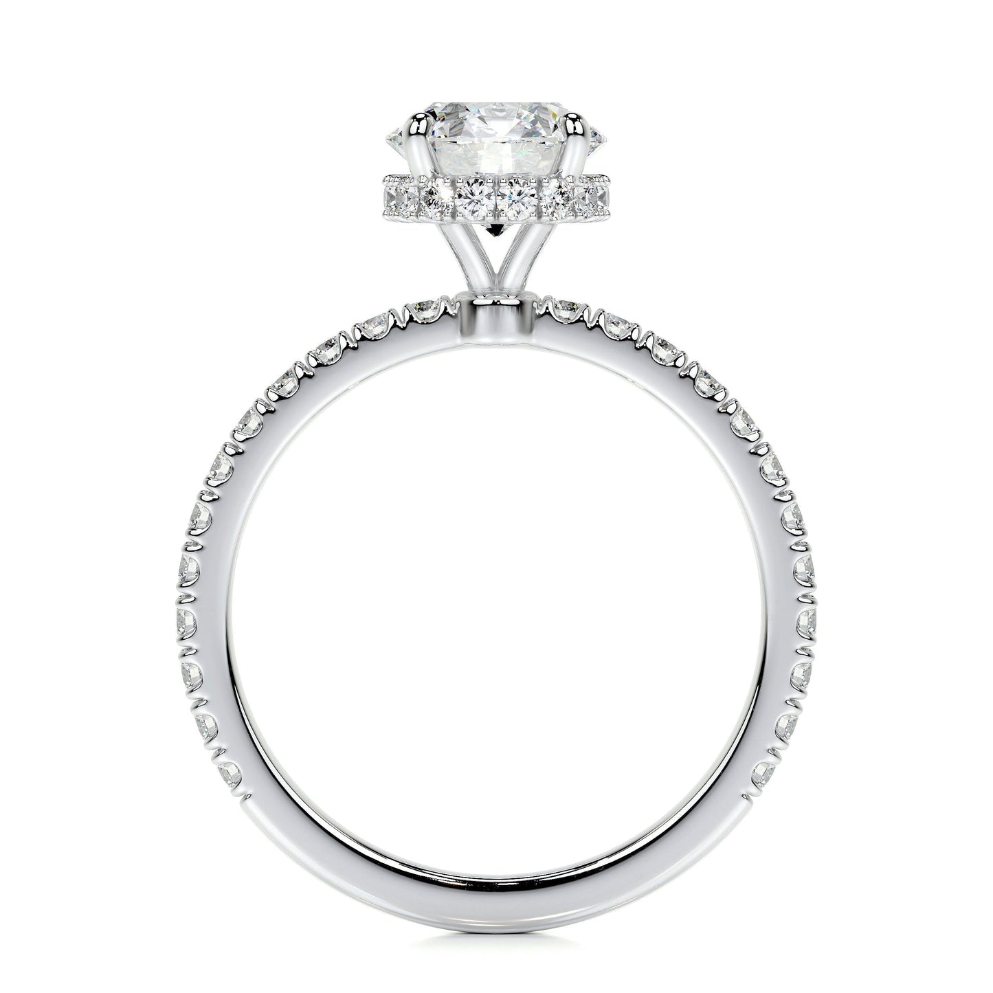 1.0 CT Round Hidden Halo CVD D/VS2 Diamond Engagement Ring