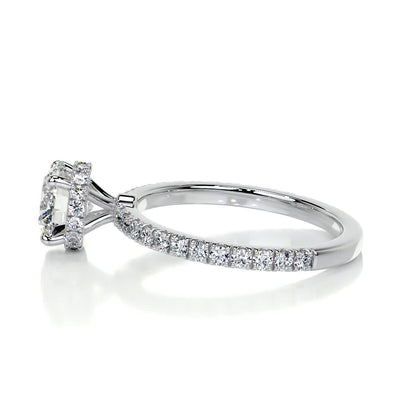 1.0 CT Round Hidden Halo CVD D/VS2 Diamond Engagement Ring