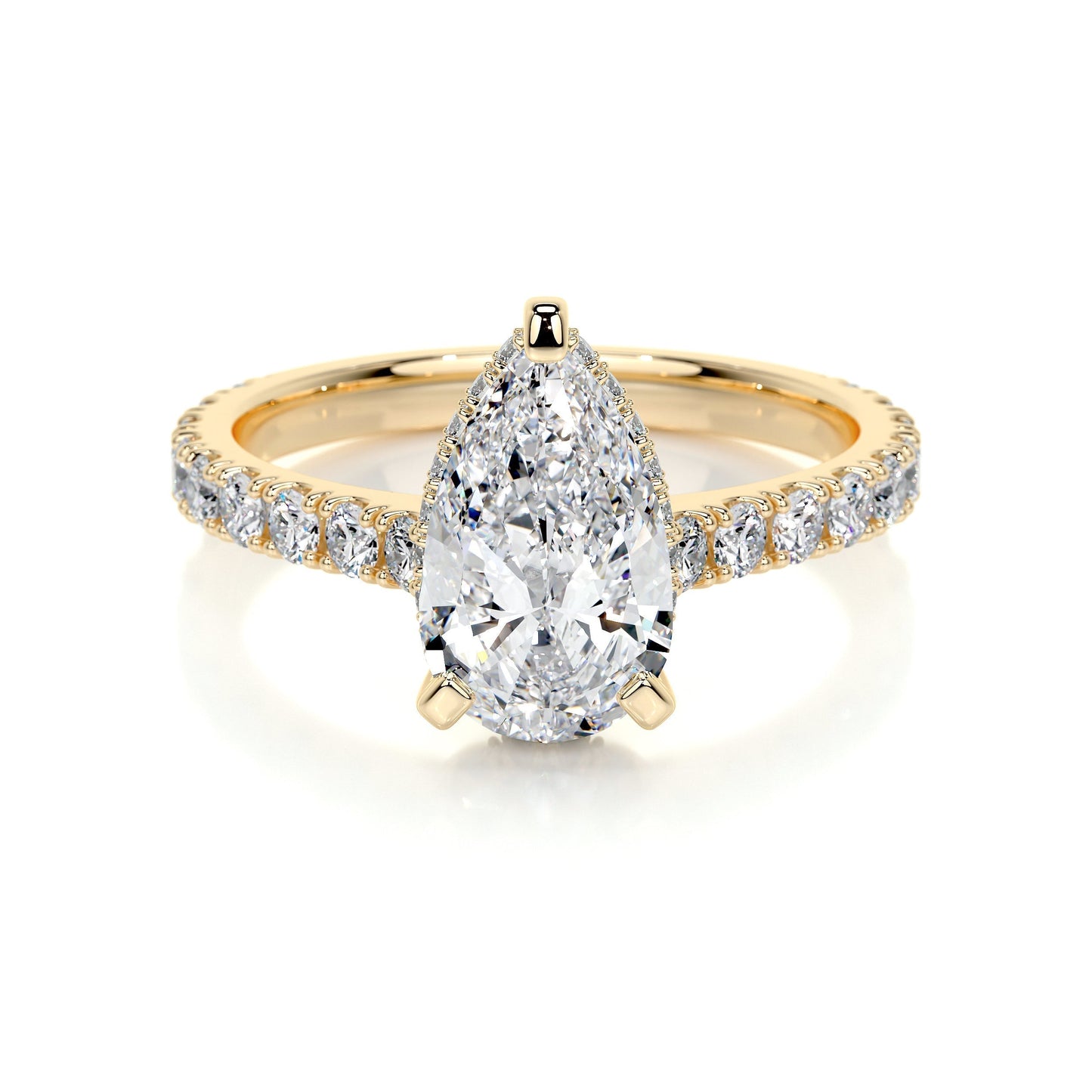 1.50 CT Pear Hidden Halo CVD E/VS2 Diamond Engagement Ring