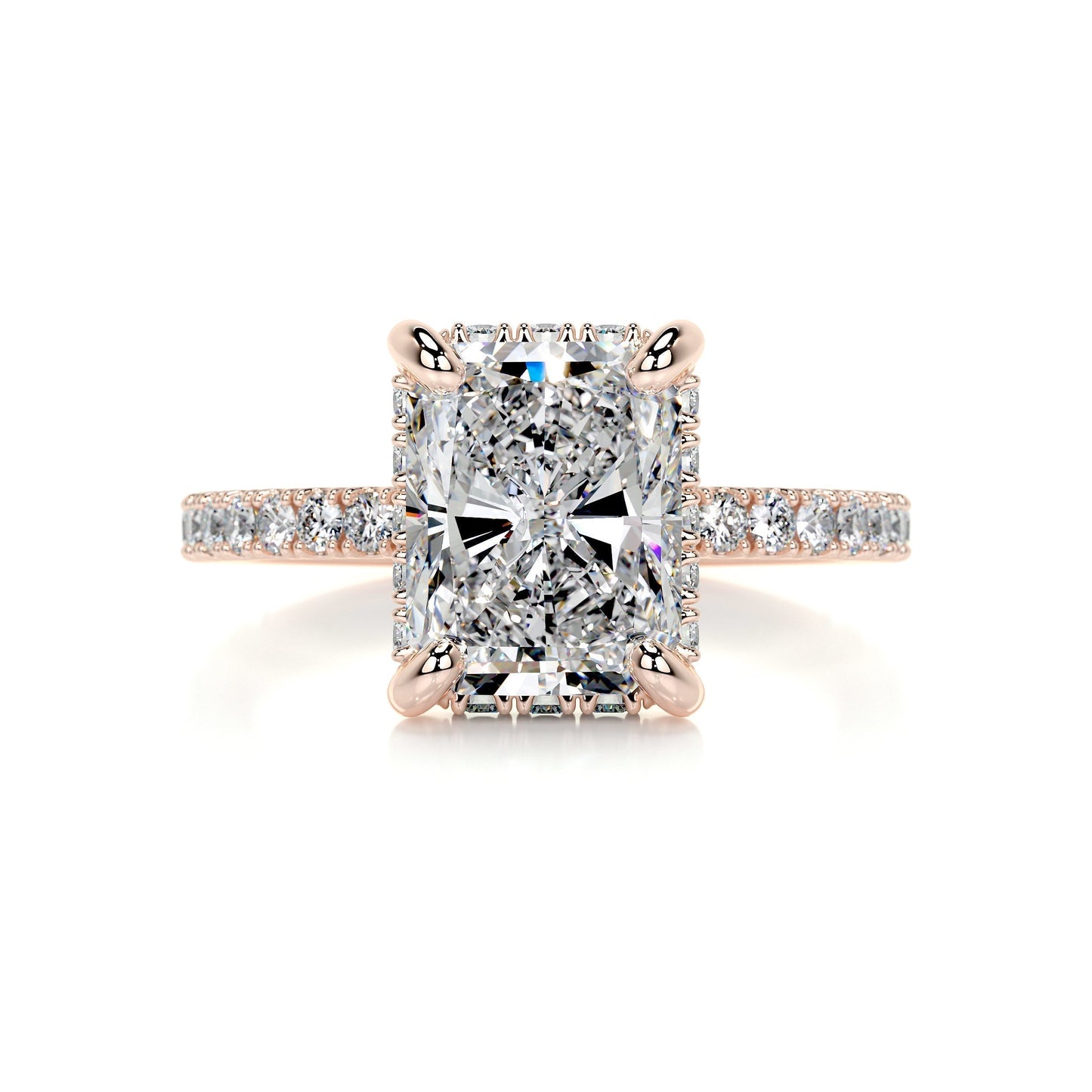 2.0 ct Radiant E- VS2 Diamond Pave Moissanite Engagement Ring