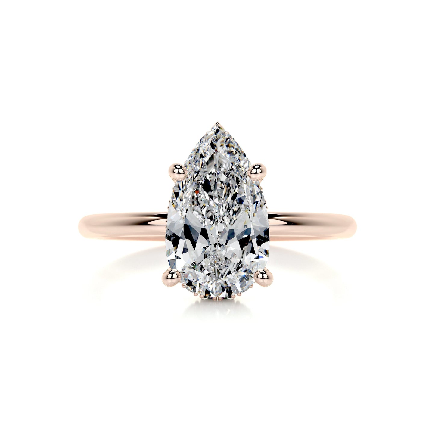 2.0 CT Pear Hidden Halo CVD E/VS2 Diamond Engagement Ring