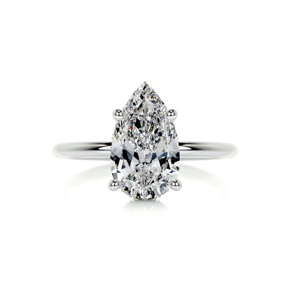 2.0 CT Pear Hidden Halo CVD E/VS2 Diamond Engagement Ring