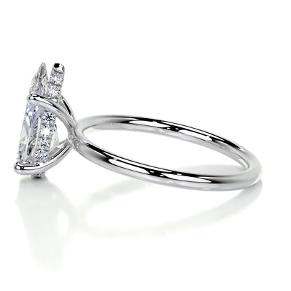 2.0 CT Pear Hidden Halo CVD E/VS2 Diamond Engagement Ring