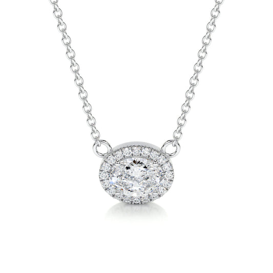 1.0 CT Oval Halo CVD F/VS Diamond Necklace