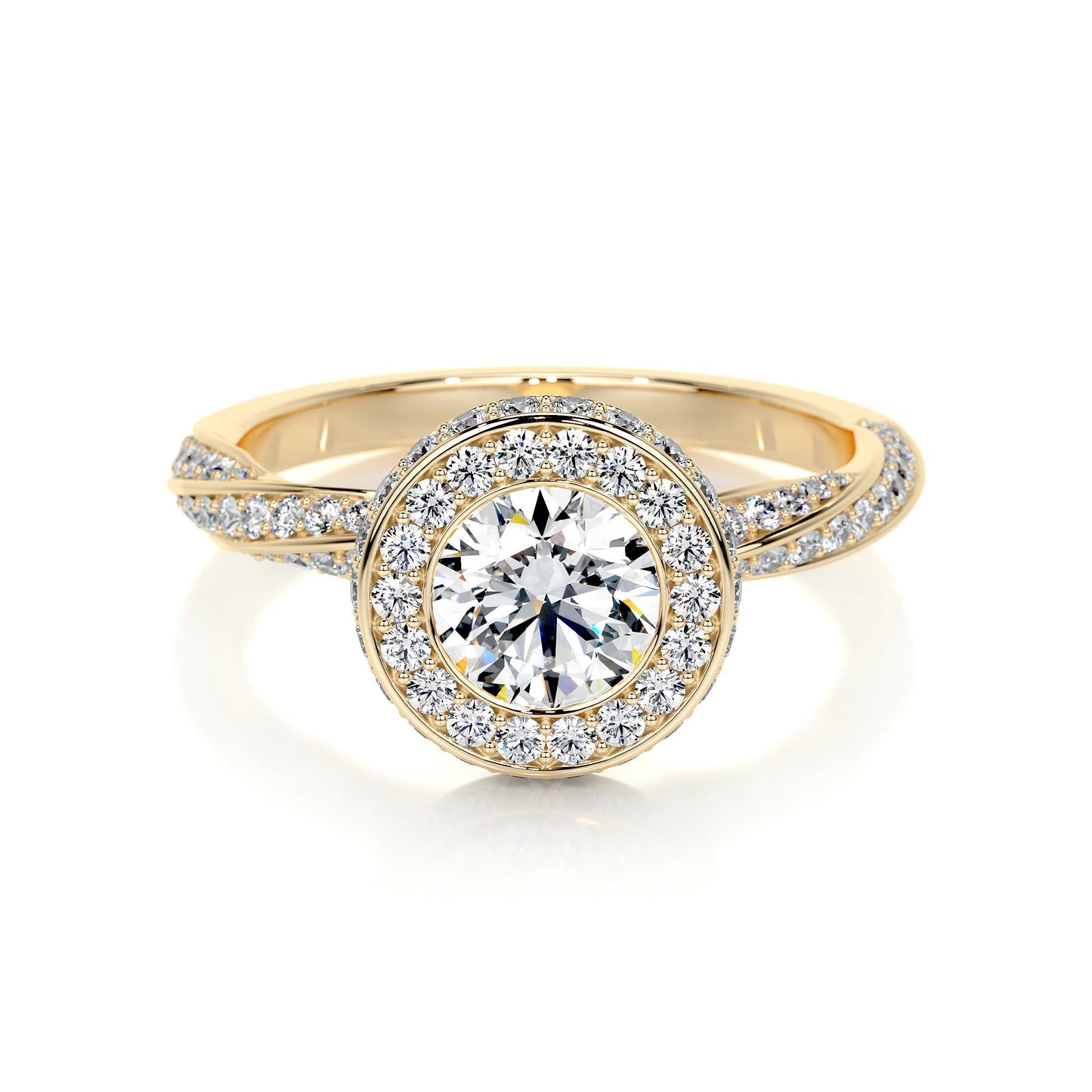 1.0 CT Round Halo CVD E/VS1 Diamond Engagement Ring