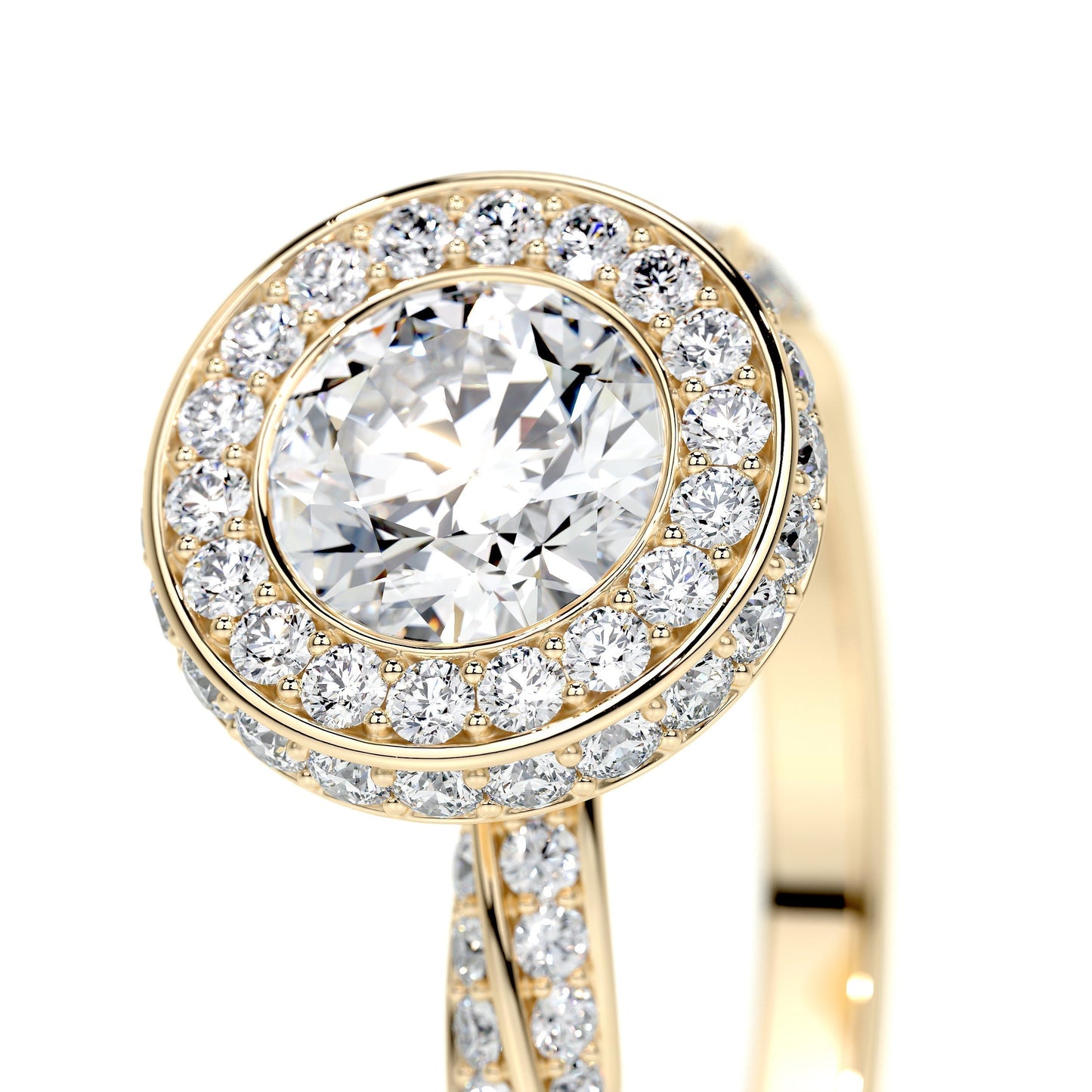 1.0 CT Round Halo CVD E/VS1 Diamond Engagement Ring