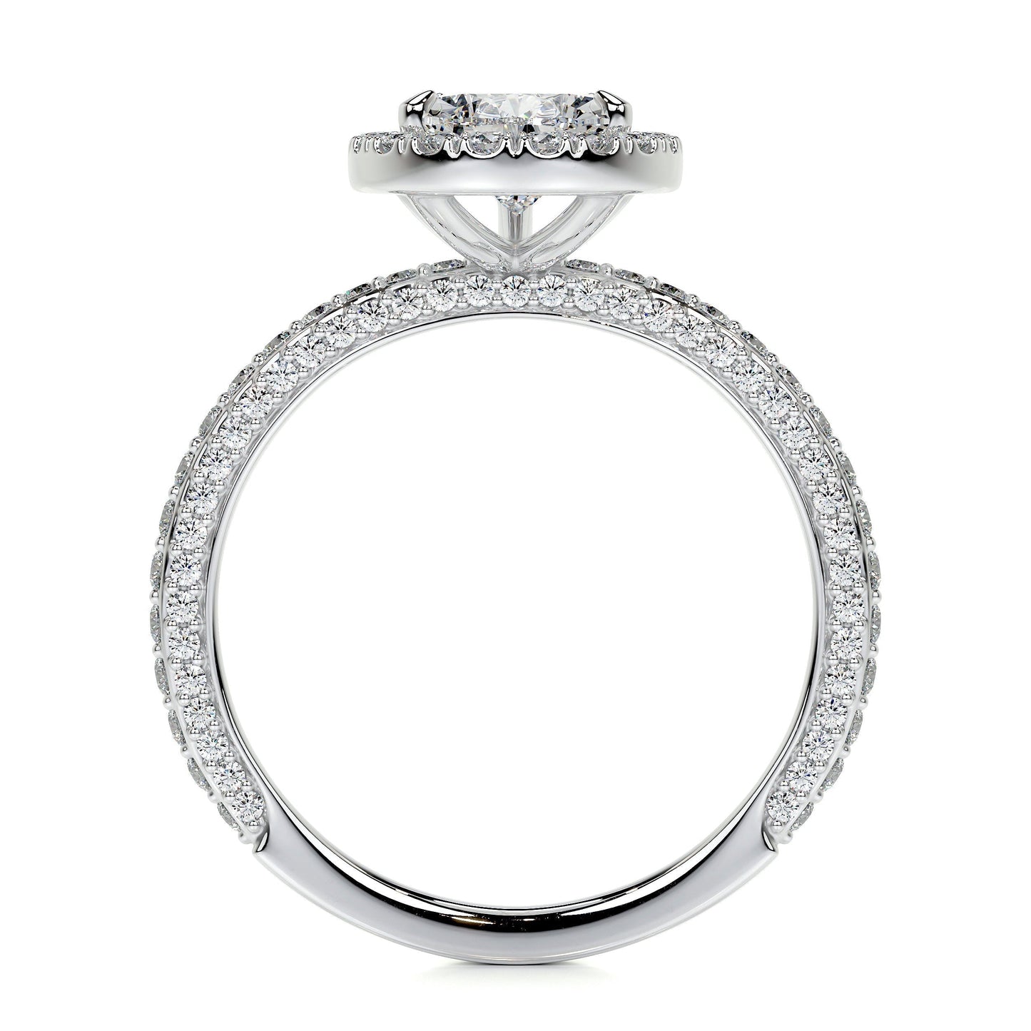 2.0 CT Pear Halo CVD F/VS2 Diamond Engagement Ring