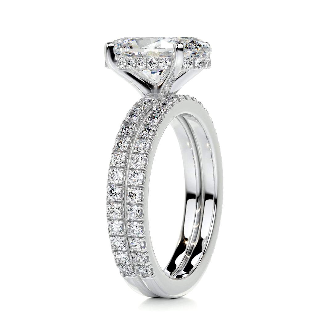 3.0 CT Oval Hidden Halo CVD F/VS Diamond Bridal Ring Set