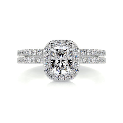 1.0 CT Radiant Halo CVD F/VS Diamond Bridal Ring Set