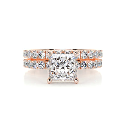 1.50 CT Princess Hidden Halo CVD F/VS Diamond Bridal Ring Set