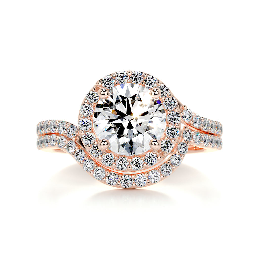 1.50 CT Round Halo CVD F/VS Diamond Bridal Ring Set