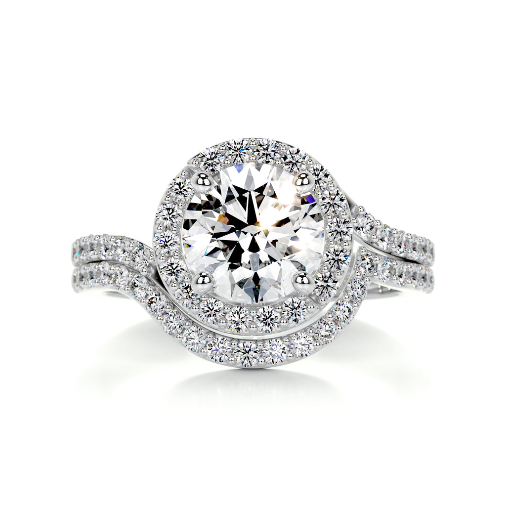 1.50 CT Round Halo CVD F/VS Diamond Bridal Ring Set