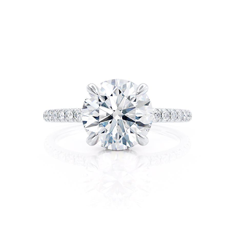 1.0 CT Round Hidden Halo CVD F/VS1 Diamond Engagement Ring