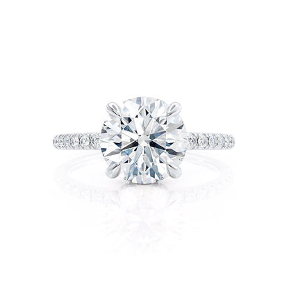 1.0 CT Round Hidden Halo CVD E/VVS2 Diamond Engagement Ring