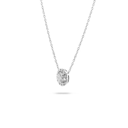 0.55 CT Round Halo CVD F/VS Diamond Necklace