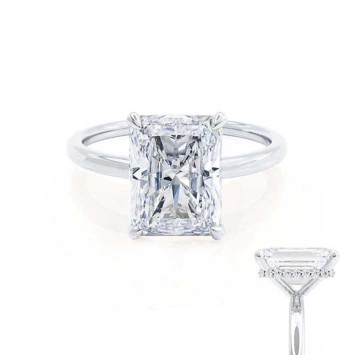 1.50 CT Radiant Hidden Halo CVD G/VS2 Diamond Engagement Ring