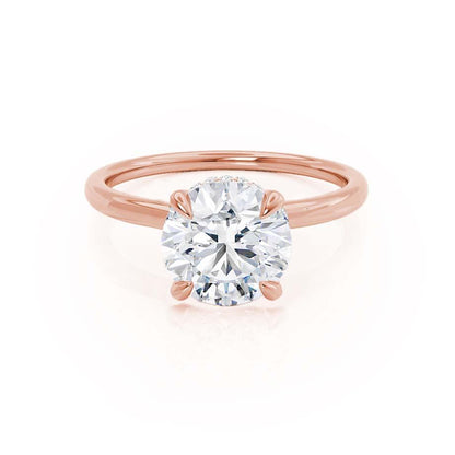 1.0 CT Round Hidden Halo CVD G/VS2 Diamond Engagement Ring