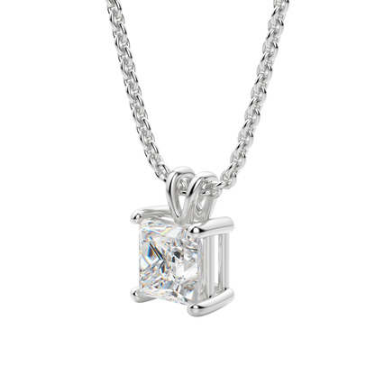 0.25 CT- 1.0 CT Princess Solitaire CVD F/VS Diamond Necklace