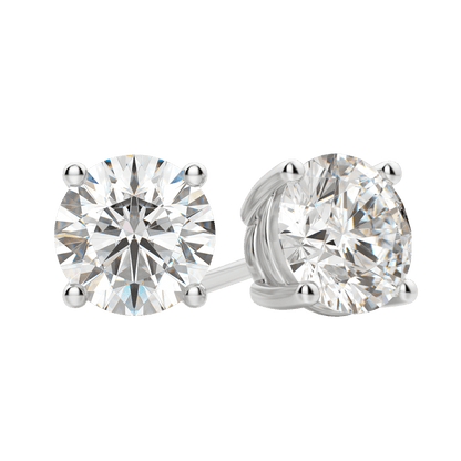 0.50 CT-4.0 CT Round Solitaire CVD F/VS Diamond Earrings