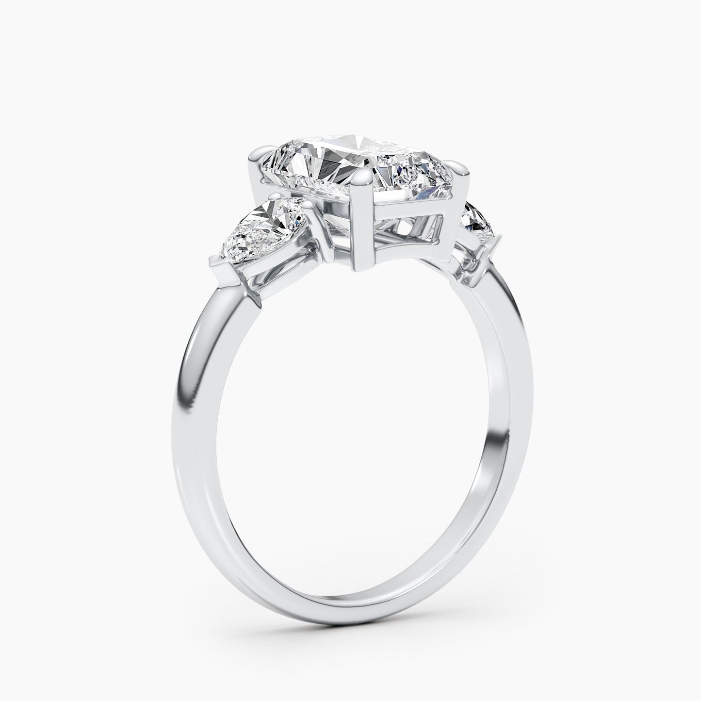 2.62ct Radiant E- VS 3 Stones Diamond Engagement Ring