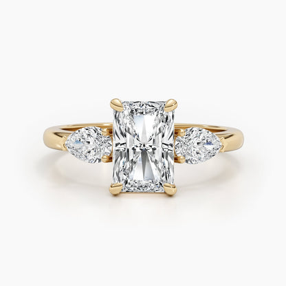 2.62ct Radiant E- VS 3 Stones Diamond Engagement Ring