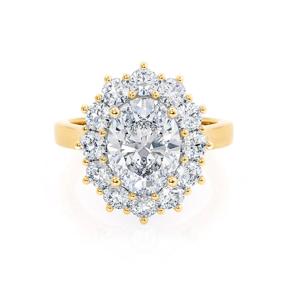 2.0 CT Oval Halo CVD G/VVS2 Diamond Engagement Ring