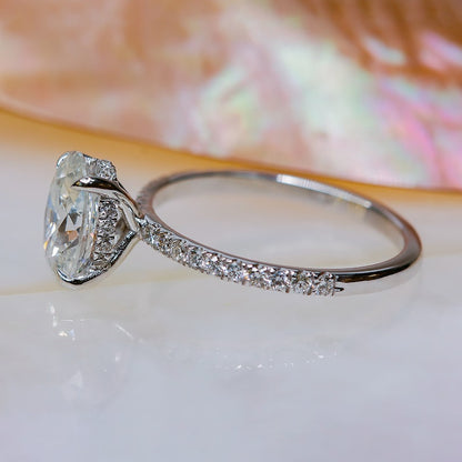 1.51 CT Oval Hidden Halo & Pave CVD D/VS1 Diamond Engagement Ring