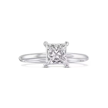 1.0 CT Princess Solitaire CVD E/VS2 Diamond Engagement Ring