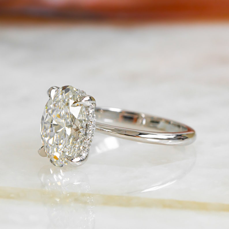 3.05 CT Oval Hidden Halo F/VS2 Diamond Engagement Ring